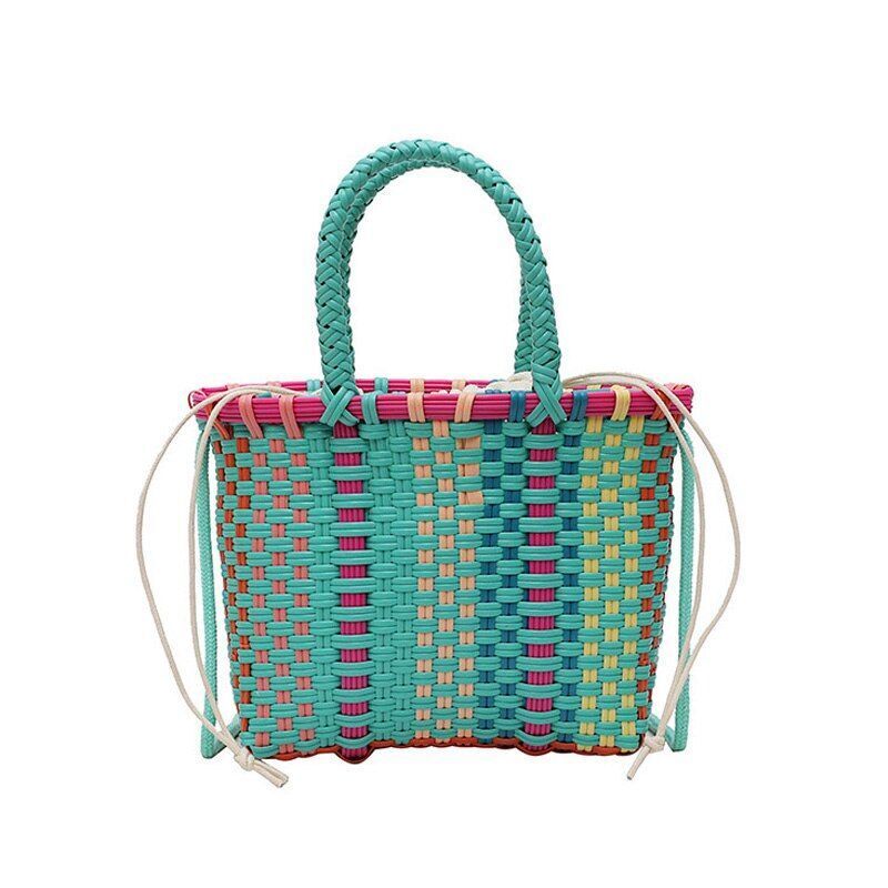Handmade Shoulder Bag Plastic Woven Small Handbag Rattan Straw Crossbody Purse