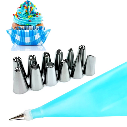 Kit Decoracion De Tortas Pasteles para Adornar con Boquillas de Acero Set 16 Pcs