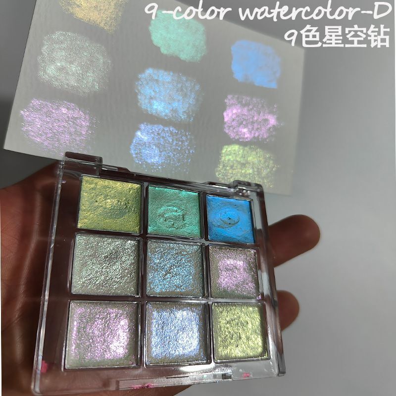 Nail Art Tool 9 Color Paint Solid Watercolor Handmade Acuarelas Palette Painting