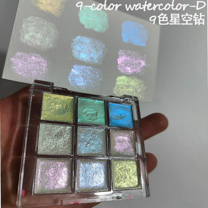 Nail Art Tool 9 Color Paint Solid Watercolor Handmade Acuarelas Palette Painting