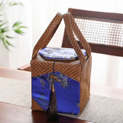 Tea Teaware Storage Bag Pouch Portable Vine Weaving Single Pot Gifts Box