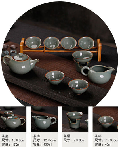 10pcs/lot Chinese Tea Set Thicker Glaze Porcelain Gaiwan Tureen Tea Pot Cups New