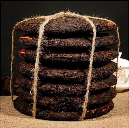 357gRipe Pu-erh Tea Cake Aged Yunnan Puerh Traditional Shou Mei Compressed Tea