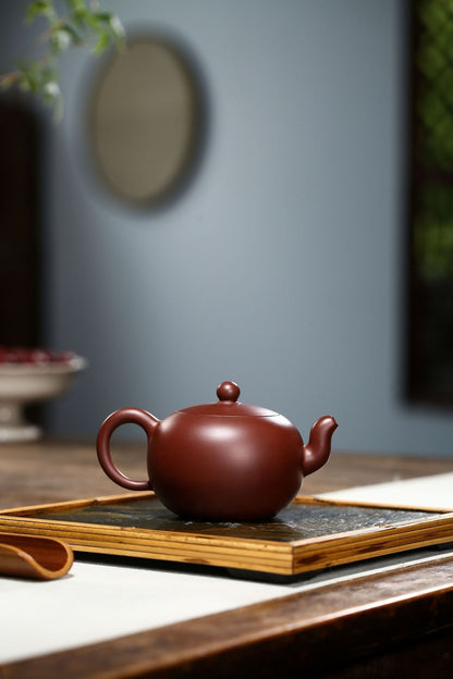 5.1"Collect Chinese Yixing Zisha Pottery Purple Zhu Clay 200ML Ball Holes Teapot