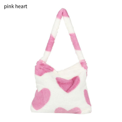 1pc Women Girls Fluffy Shoulder Bag Top-handle Bag Female Autumn Winter Handbag