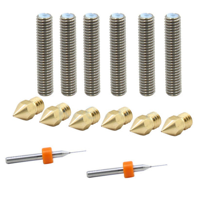 3D Printer Extruder Brass Head Nozzle+M6 Throat Tube + Drills Accessory Parts C