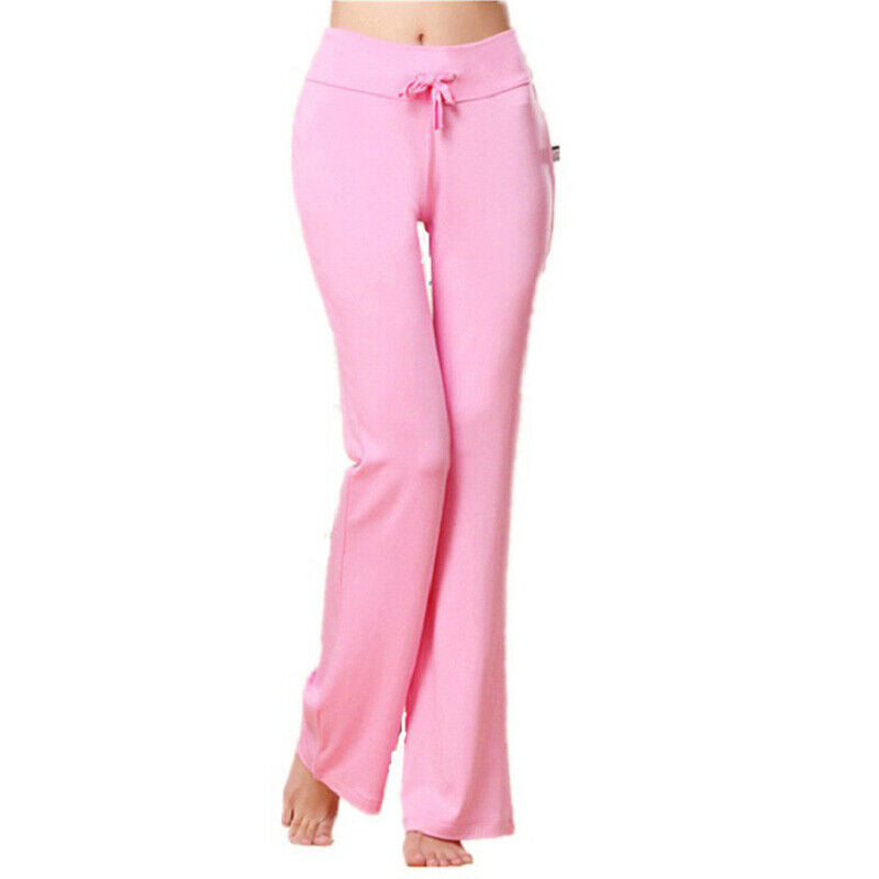 Women Casual Flared Trousers Long Pants Baggy Elastic Yoga Dance Sports Pants
