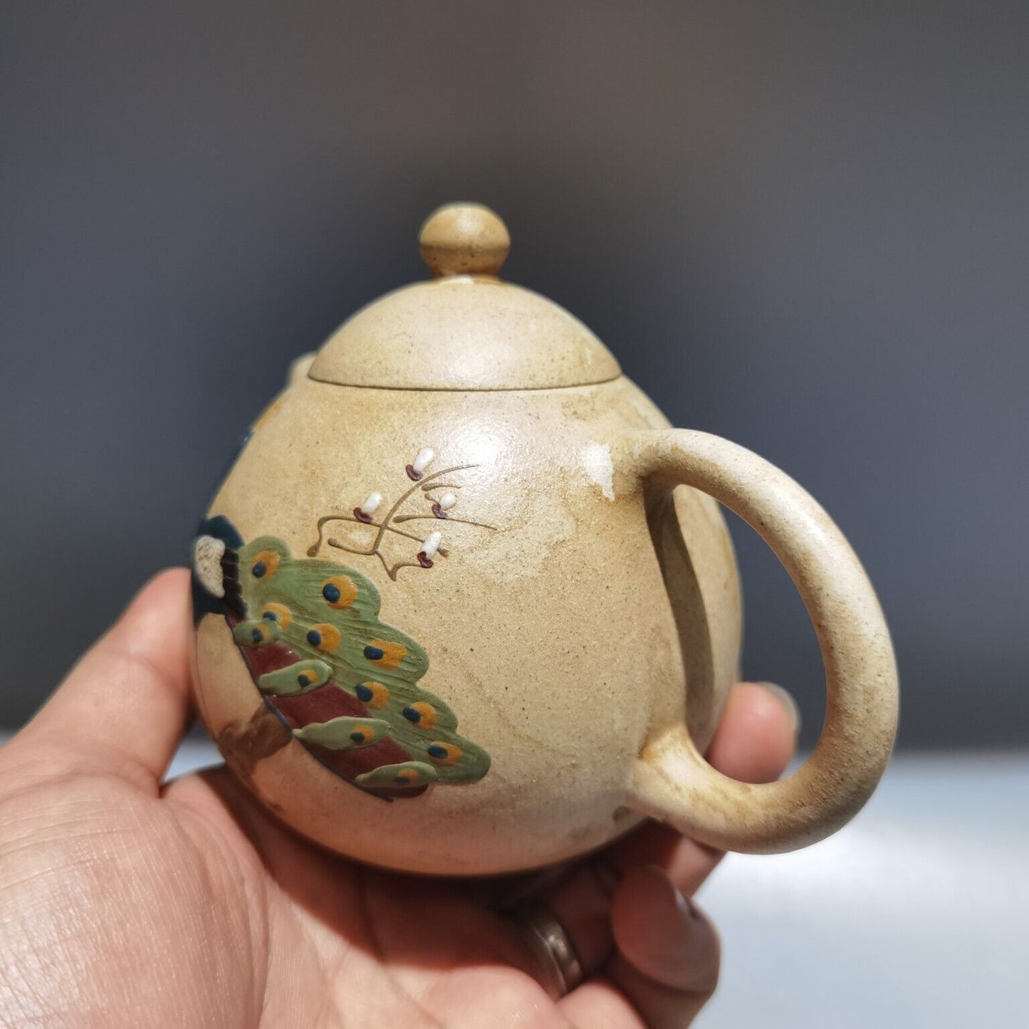 Vintage Chinese Yixing Purple Clay Teapot Zisha Ceremony Fine Peacock Teaware