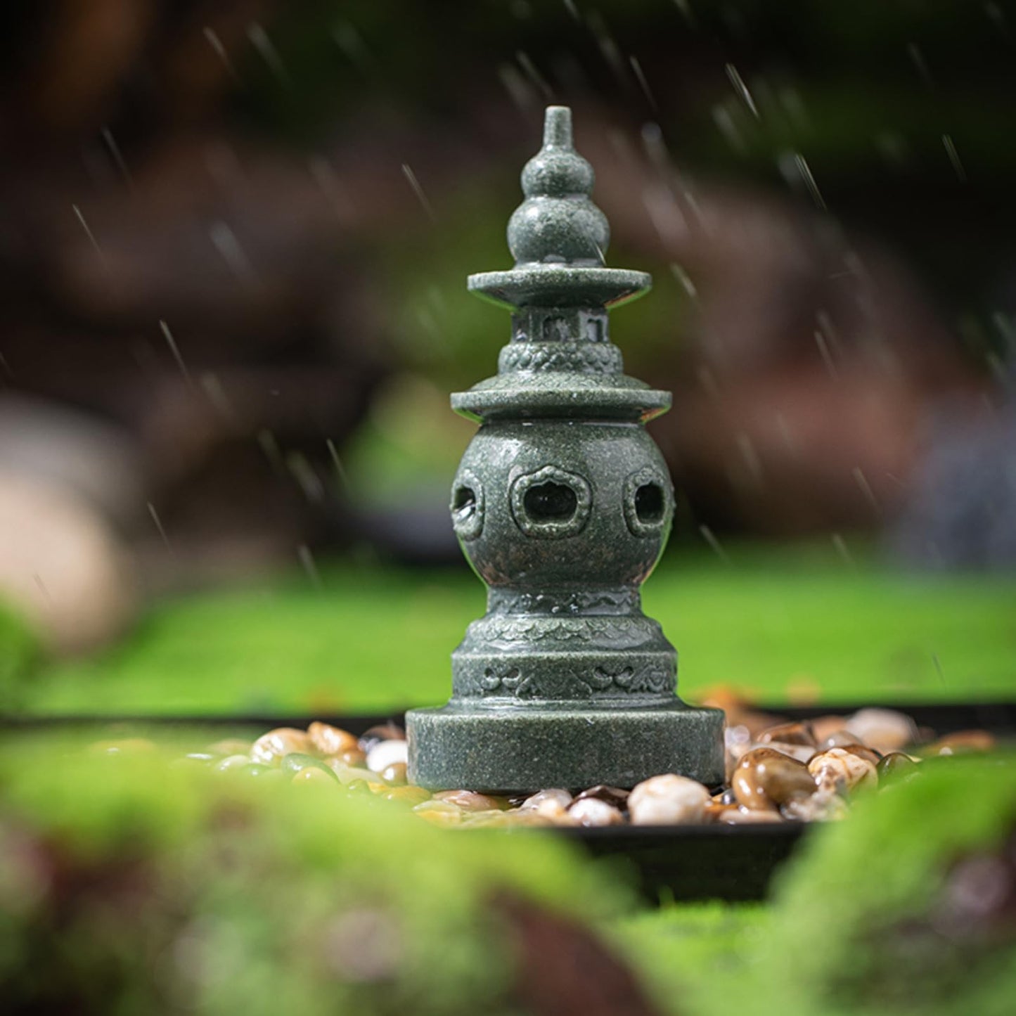 Green Sandstone Tower Tea Pet 12.4cm 4.8in Kung Fu Tea Tray Accessories