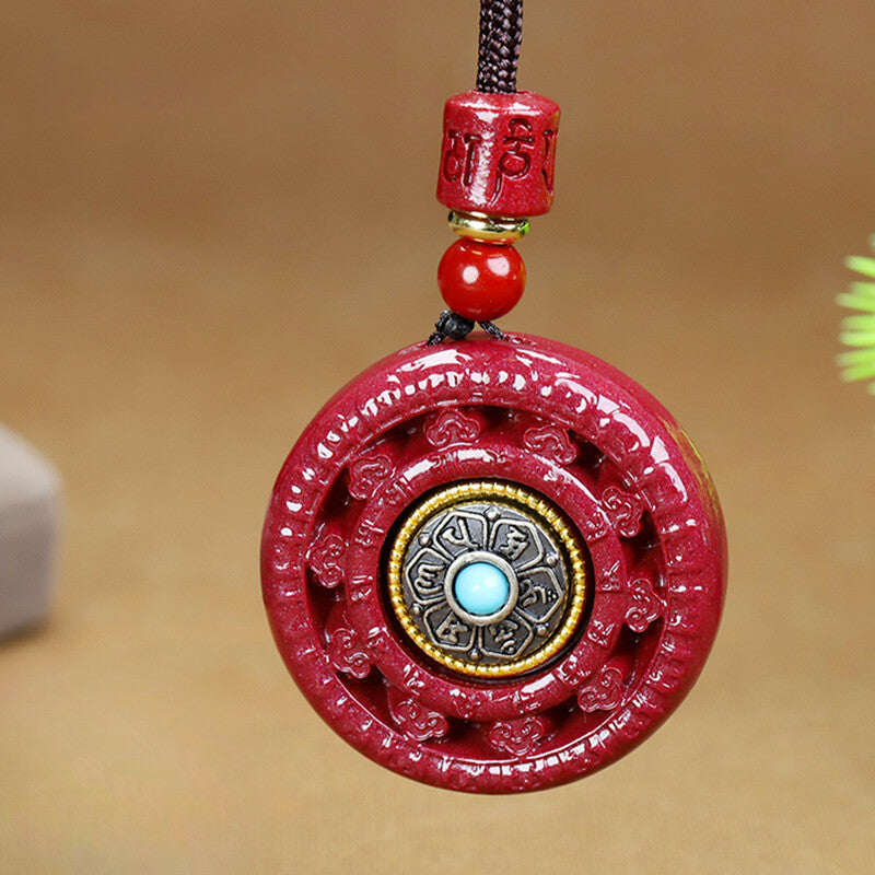 Cinnabar Six Words of Truth Chakra Necklace Purple Gold Sand Pendant