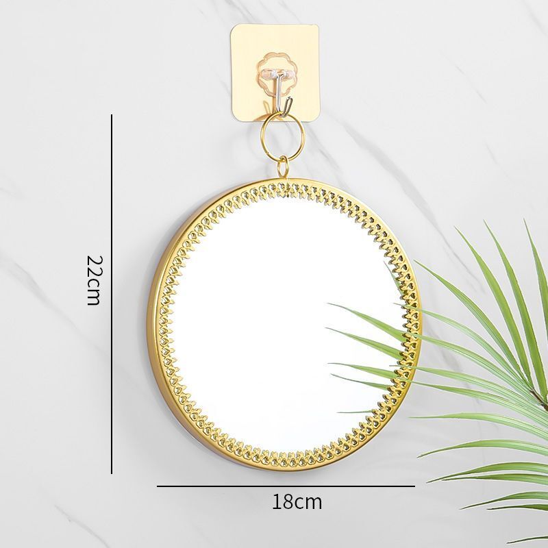 Wall Hanging Mirror Nordic Glass Metal Round Bedroom Bathroom Decoration 27x34cm