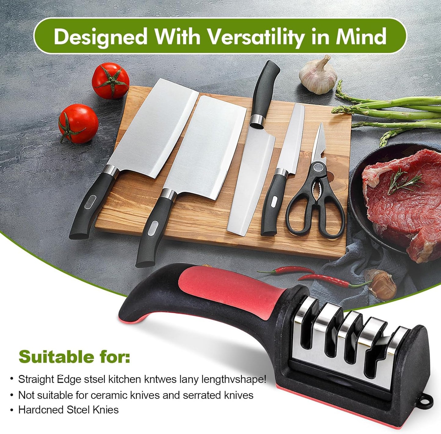 Knife Sharpener Professional Ceramic Tungsten Kitchen Sharpening System 4 Stage
