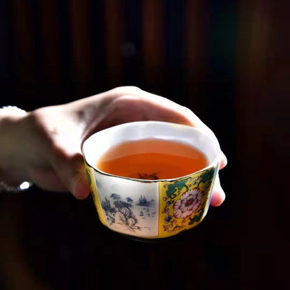 Color Enamel Craft Porcelain Tea Cup 110ml Chinese Ceramic Master Cup Floral New