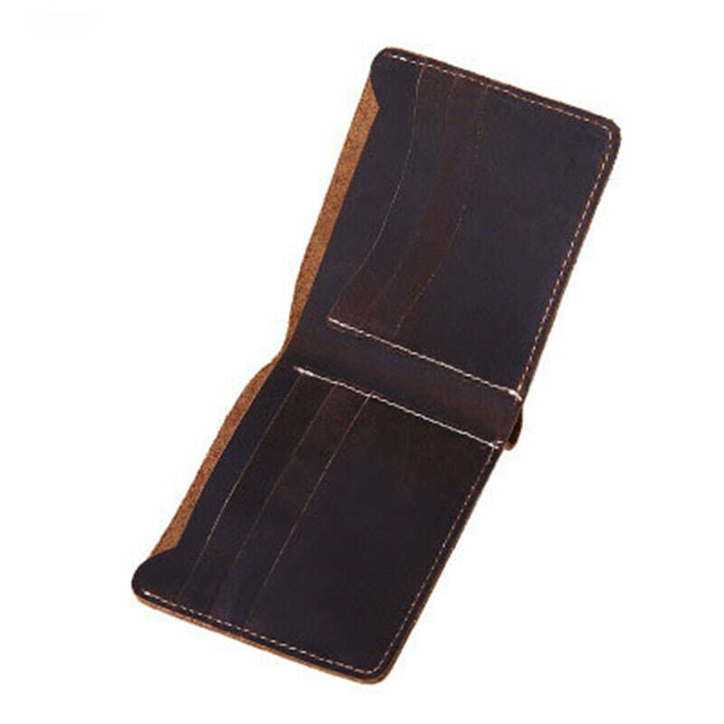 Men's Leather Wallet Male Money Card Clamps Pouch Bag Purse Cash Clip Billfold