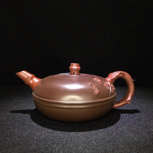 vintage chinese yixing purple clay teapot zisha ceremony carving Collectible art