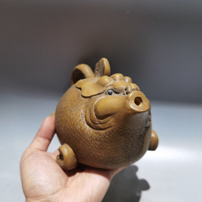 Chinese Yixing Zisha Clay Handmade Exquisite Teapot（鱼化龙壶 底款：陈鸣远）