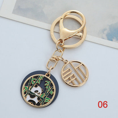 Unique Fox Dragon Panda Keychain Cute Drop Oil Key Chain Bag Car Key Decoration