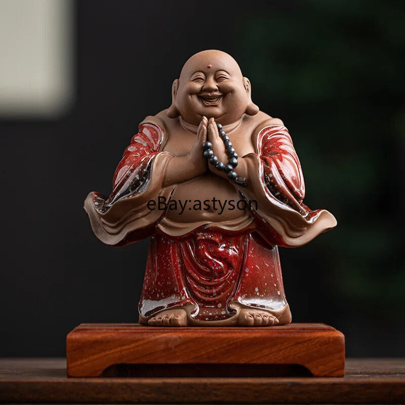 Chinese Style Maitreya Buddha Ceramics Attract Wealth Buddha Statue Decor