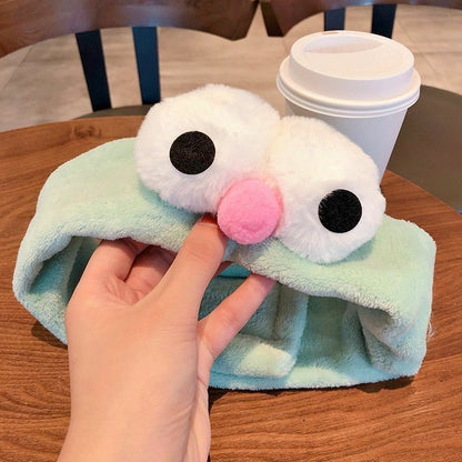 Hairbands Wash Face Women Soft Warm Coral Fleece Bow Animal Ear Hair Accessories