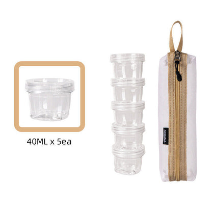 Camping Travel Spice Container Bag W/ 5 Clear Seasoning Bottles Spice Holder Set