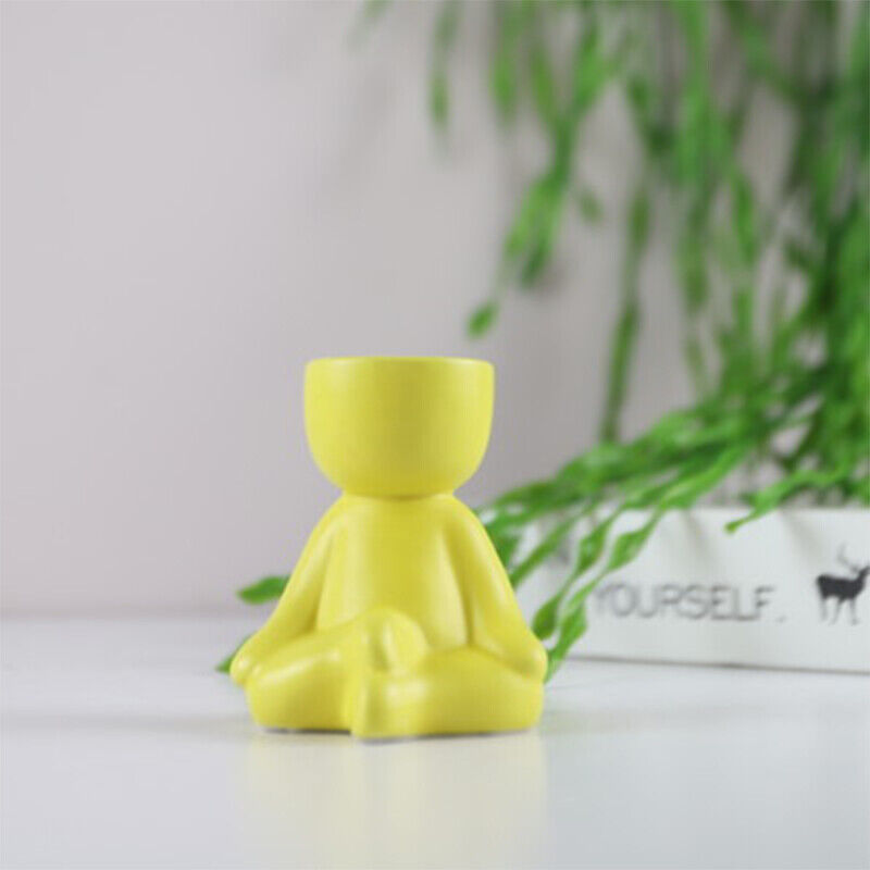 Creative Ceramic Humanoid Statue FlowerPot Succulent Plant Vase Tabletop Planter