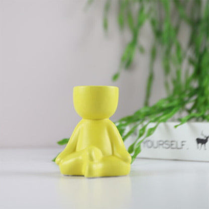 Creative Ceramic Humanoid Statue FlowerPot Succulent Plant Vase Tabletop Planter
