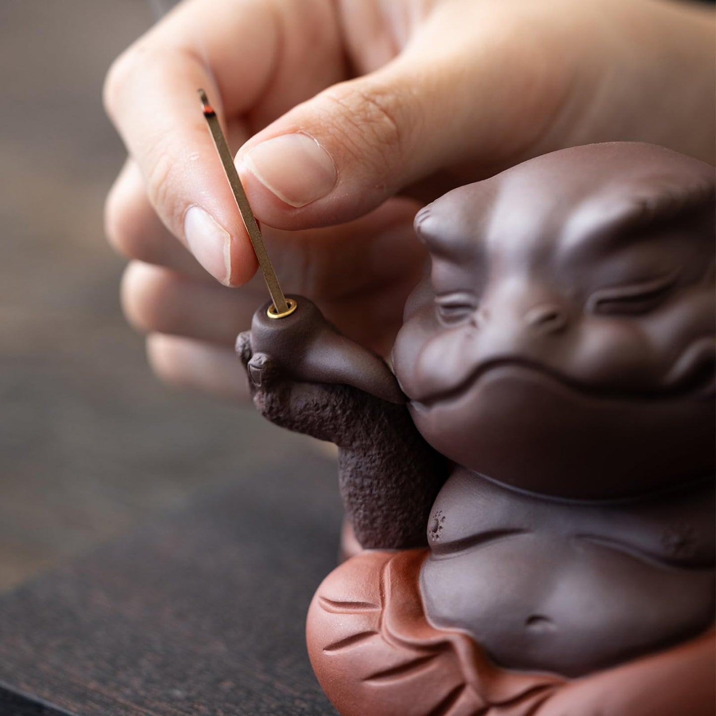 Toad Purple Sands Tea Pet Incense Holder 11.6cm Chinese Tea Play Decoration