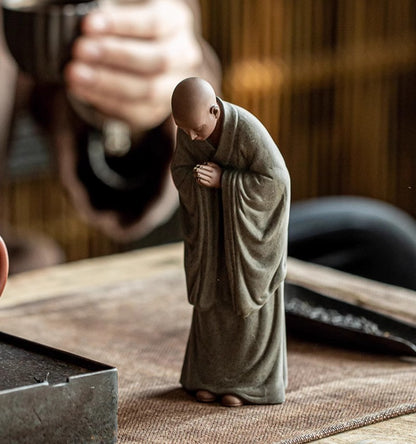 1Pc Purple Sand Wishing Little Monk Tea Pet Ornament Tea Table Decoration