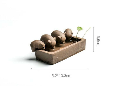 ZiSha Tea Pet Purple Clay Tea Pet Little Pigs Drink Water Chinese Crude Pottery