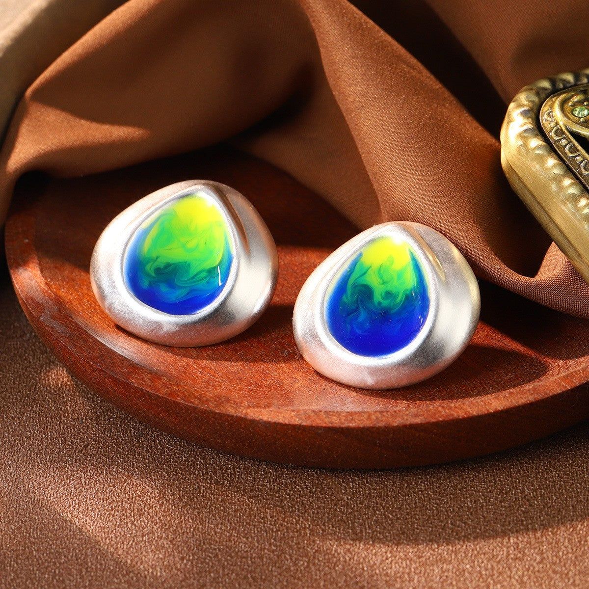 Enamel Colored Van Gogh Serie Oil Painting Personalized Design Classical Earring