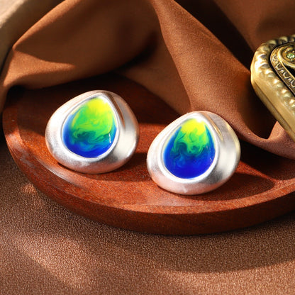 Enamel Colored Van Gogh Serie Oil Painting Personalized Design Classical Earring