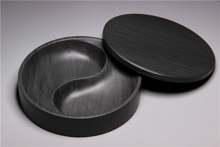 4.9" Chinese Ink Natural Original Stone Hand-carved Taiji Inkstone Inkslab