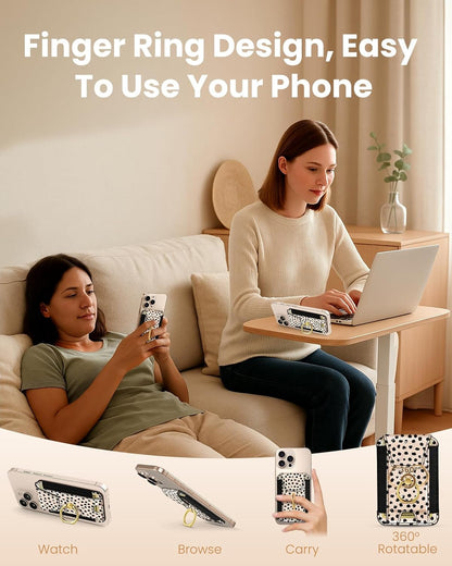 Compatible with Magsafe Wallet with Ring Grip Magnetic Card Holder - Cute Phone