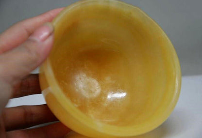 Exquisite Chinese Yellow Jade Handmade Carved Bowl