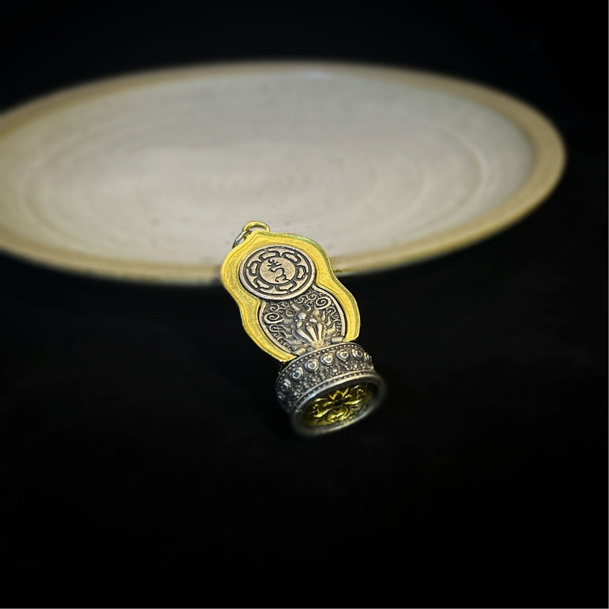 Tibetan Plated Silver One Eye Tara Dzi Pendant Brass Handmade Amulet Unisex