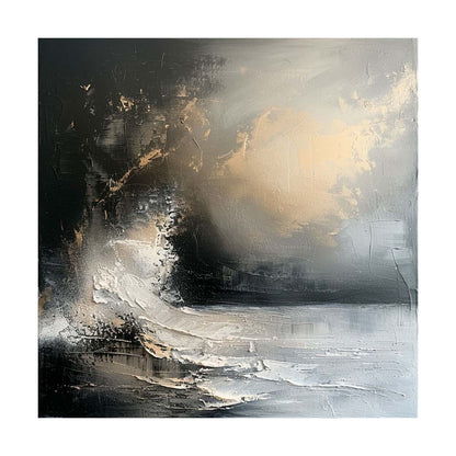 Large Painting On Canvas Oil Painting Abstract Black White Wall Art Canvas Sea