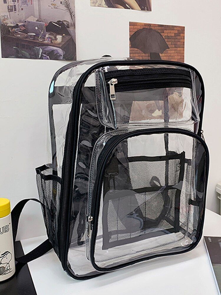 Backpack Waterproof Transparent School Bag Large Solid Clear Fashion Plastic Bag
