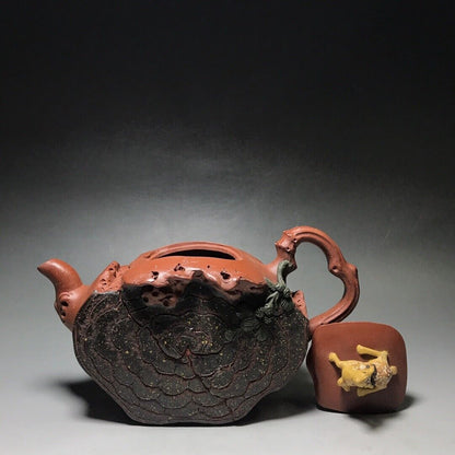 Chinese Yixing Zisha Clay Handmade Exquisite Teapot （福禄寿 底款：汪寅仙）