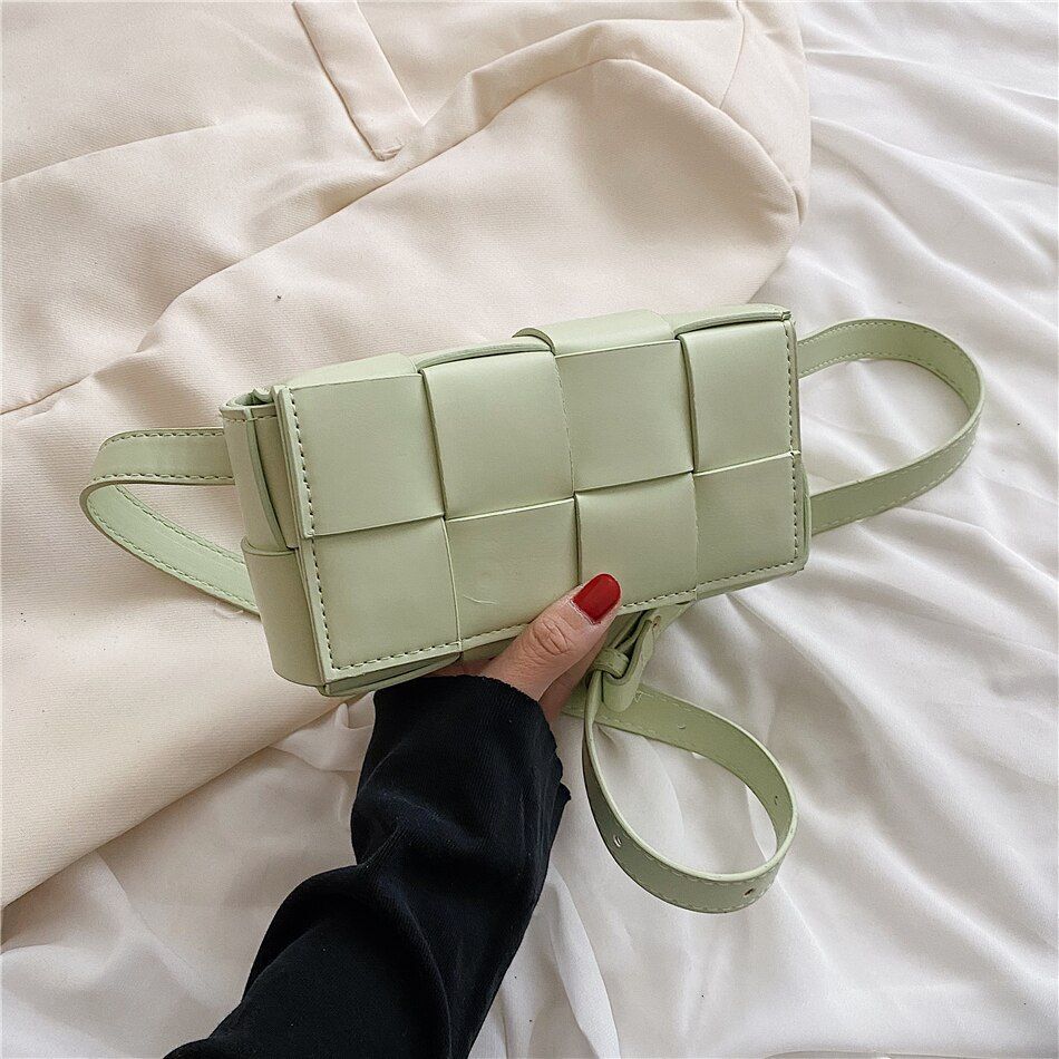 Weave Leather Mini Wallet Luxury Shoulder Bag Fanny Pack Purse Handbag 20*10*5CM