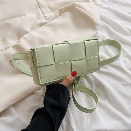 Weave Leather Mini Wallet Luxury Shoulder Bag Fanny Pack Purse Handbag 20*10*5CM