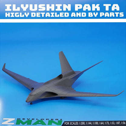 1/200 Russian ILPAK-VTA stealth transport aircraft Unpainted Model 3D Printed