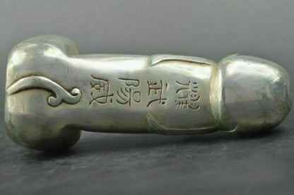 Chinese Tibet Silver Carved Guard Foo Dogs Lion Male Statues