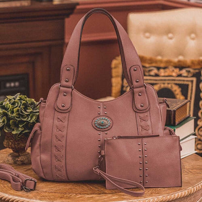 2pcs Celela Women Shoulder Handbag Bag Turquoise Concho Studs Stitch Hobo Purse