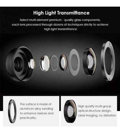 HD 5 in1 camera phone lens kit 4K wide angle macro telescope mobile fisheye lens
