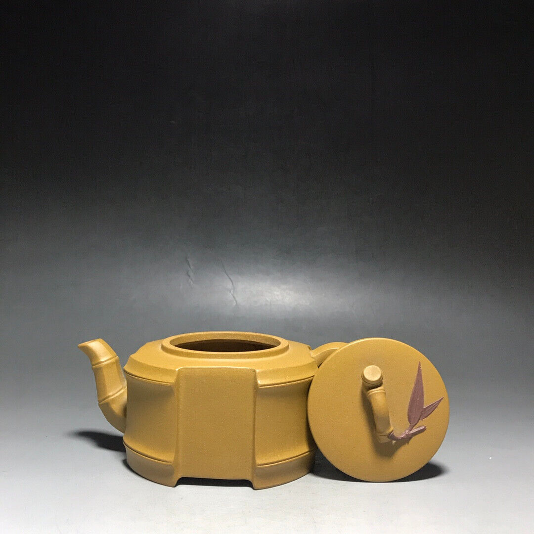 Chinese Yixing Zisha Clay Handmade Exquisite Teapot（四方竹段 底款：方开明）