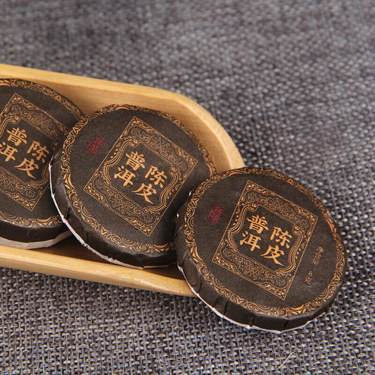 500g Yunnan Chenpi Pu'er tea cake citrus ripe tea black tea small jade cake