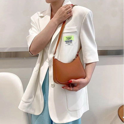 Fashion Handbags Retro Leather Temperament Shoulder Underarm Bag Baguette Shape