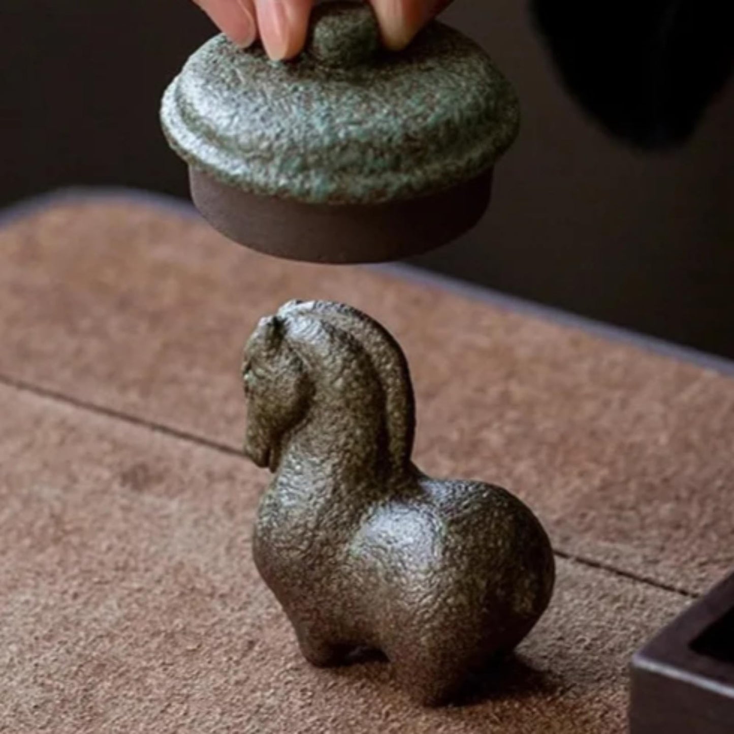 Horse Coarse Pottery Tea Pet Tea Ceremony 7.5cm 3in Animal Desktop Decor Crafts