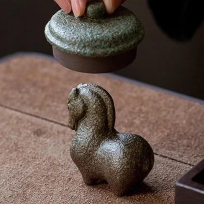 Horse Coarse Pottery Tea Pet Tea Ceremony 7.5cm 3in Animal Desktop Decor Crafts