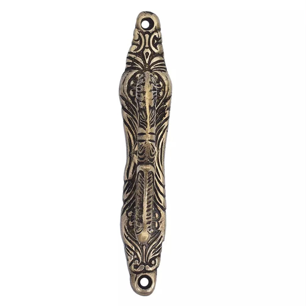 Set of 2 Antique Look Ornate Brass Pull Door Handle With Back plate